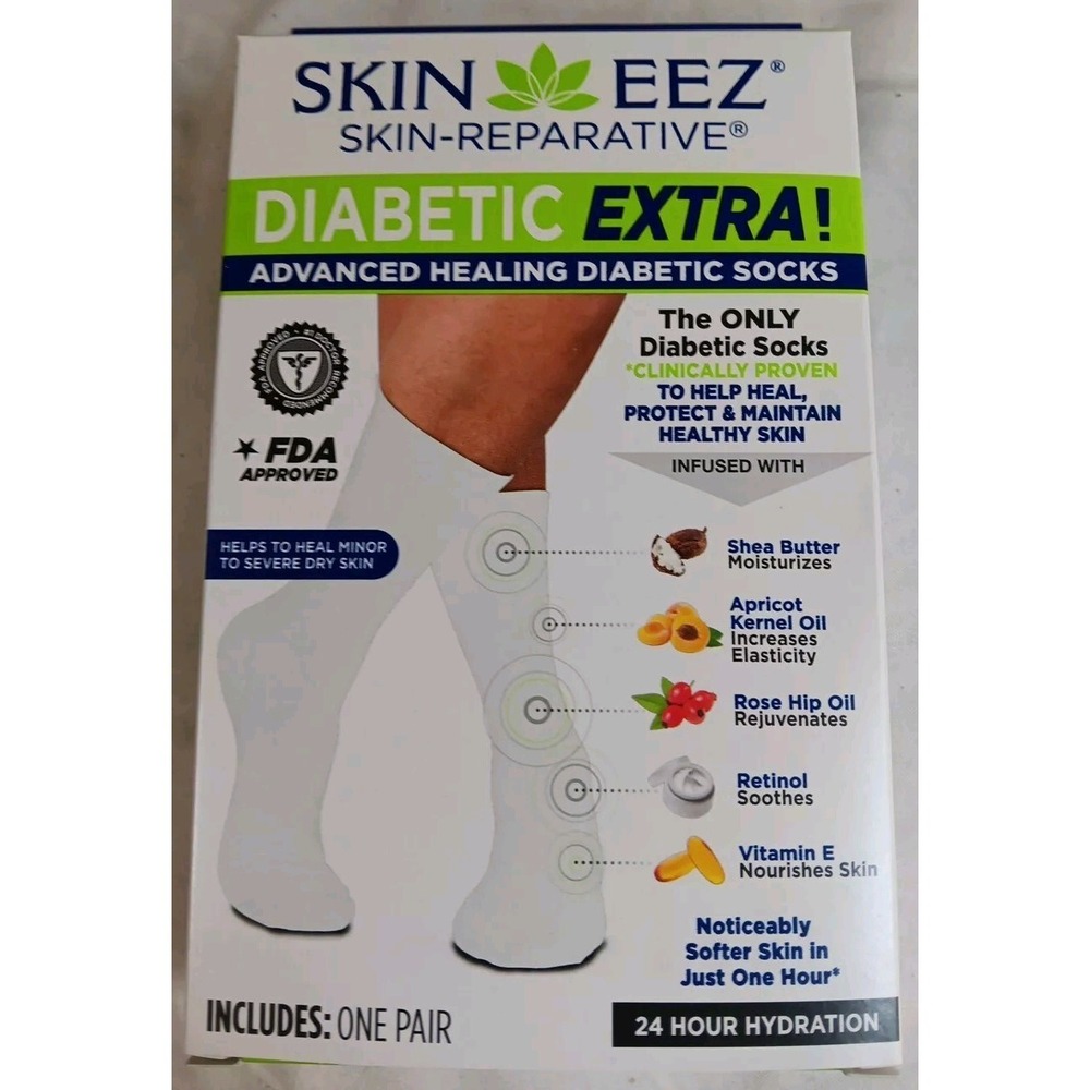 Skin Eez Unisex Skin Reparative Adv.‎ Healing Diabetic Socks Moisturizing L/XL